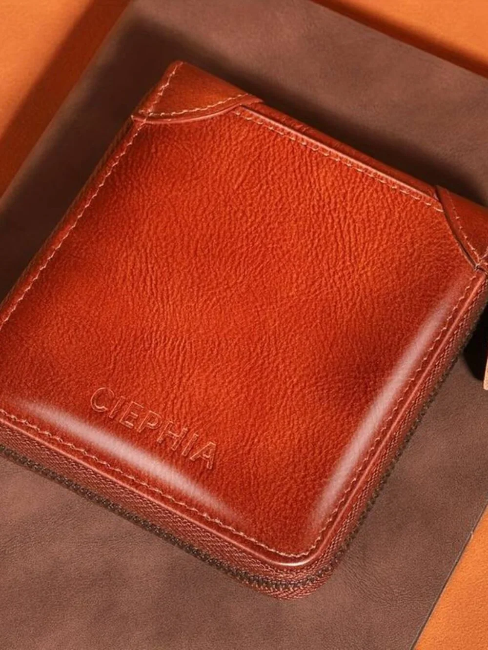 Genuine Leather Zipper Wallet Large Capacity Men's Bifold